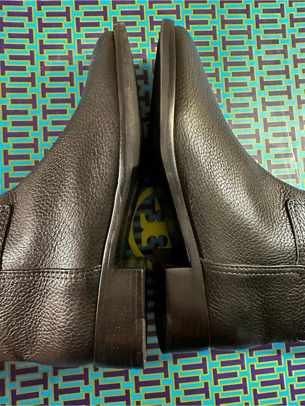 Tory Burch Junction Riding Boots Women’s 8 Black Tumbled Leather New in Box